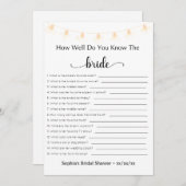 Vrijgezellenfeest speelt hoe goed je de bride kent kaart (Voorkant / Achterkant)