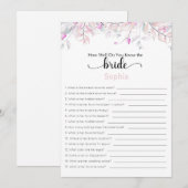 Vrijgezellenfeest speelt hoe goed je de bride kent kaart (Voorkant / Achterkant)