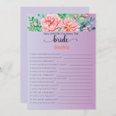 Vrijgezellenfeest speelt hoe goed je de bride kent kaart (Voorkant / Achterkant)