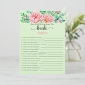 Vrijgezellenfeest speelt hoe goed je de bride kent kaart (Staand voorkant)