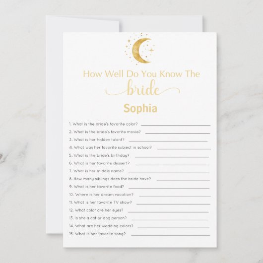 Vrijgezellenfeest speelt hoe goed je de bride kent kaart (Voorkant)