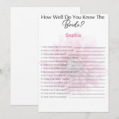 Vrijgezellenfeest speelt hoe goed je de bride kent kaart (Voorkant / Achterkant)