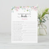 Vrijgezellenfeest speelt hoe goed je de bride kent kaart (Staand voorkant)