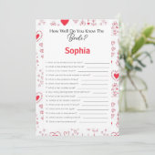 Vrijgezellenfeest speelt hoe goed je de bride kent kaart (Staand voorkant)