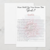 Vrijgezellenfeest speelt hoe goed je de bride kent kaart (Voorkant / Achterkant)