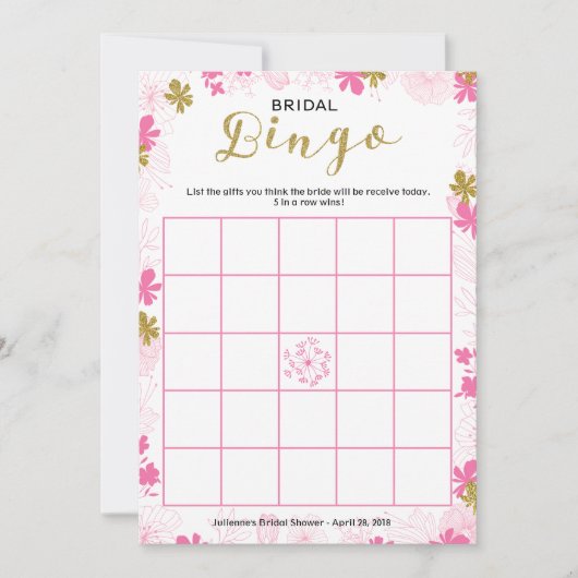Vrijgezellenfeest spel bingo | Fijne roze bloemen Kaart (Voorkant)
