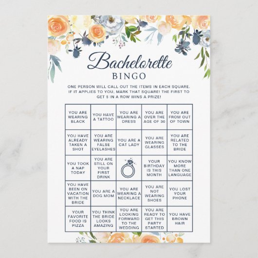 Vrijgezellenfeest Spel Bloemen Bachelorette Bingo  Kaart (Voorkant)