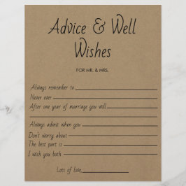 Vrijgezellenfeest spel bruiloft advies & goed wens flyer