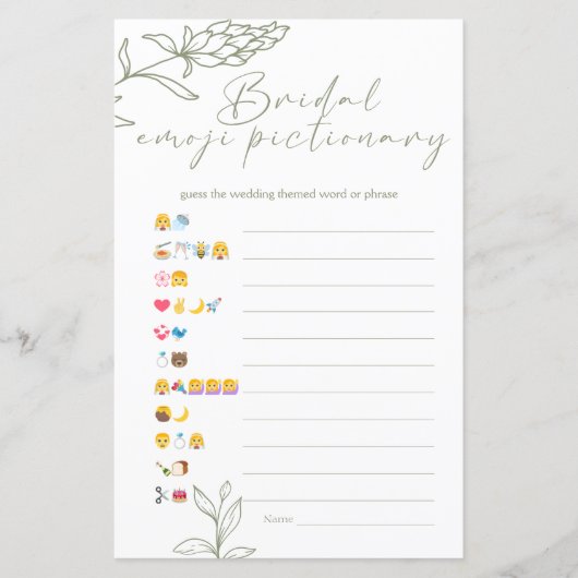 Vrijgezellenfeest spel Emoji Pictionary Sage Boho (Voorkant)