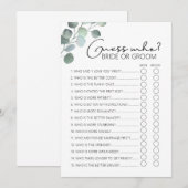 Vrijgezellenfeest spel-eucalyptus-raad wie programmakaart (Voorkant / Achterkant)