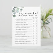 Vrijgezellenfeest spel-eucalyptus-raad wie programmakaart (Staand voorkant)