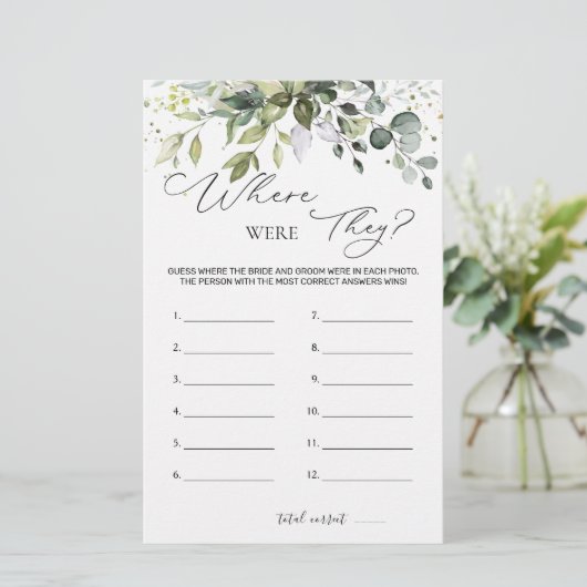 Vrijgezellenfeest spel groen waar waren ze briefpapier (Staand voorkant)