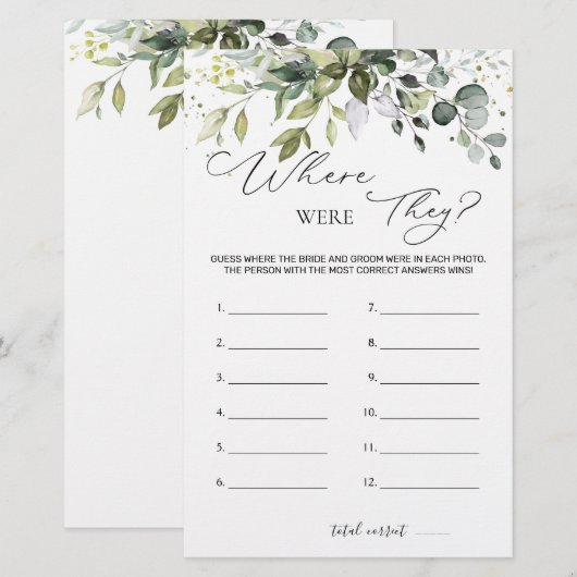 Vrijgezellenfeest spel groen waar waren ze briefpapier (Voorkant / Achterkant)