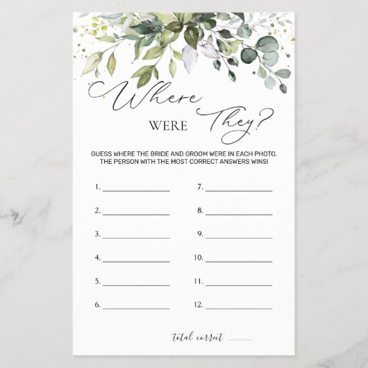 Vrijgezellenfeest spel groen waar waren ze flyer (Voorkant)