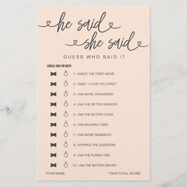 Vrijgezellenfeest spel Hij zei dat ze gokte (Voorkant)