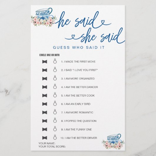 Vrijgezellenfeest spel Hij zei dat ze gokte (Voorkant)