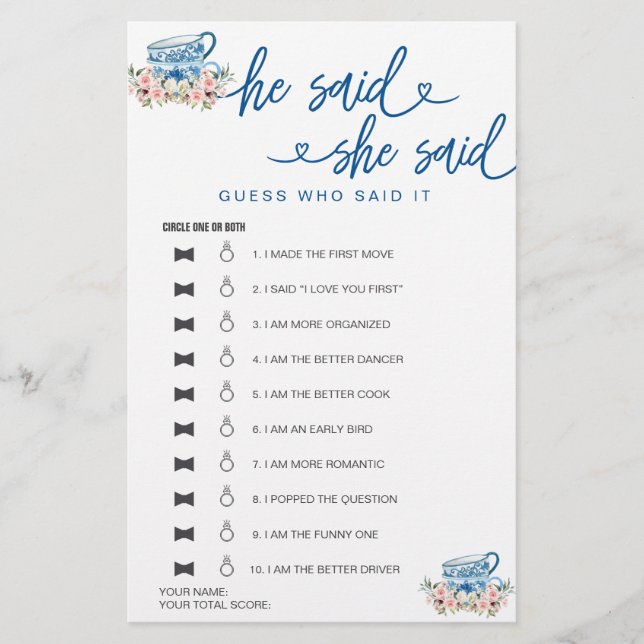 Vrijgezellenfeest spel Hij zei dat ze gokte (Voorkant)