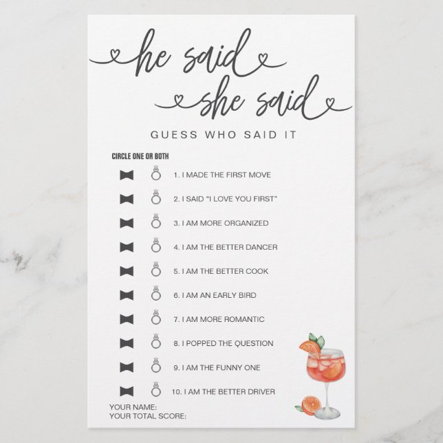 Vrijgezellenfeest spel Hij zei dat ze gokte (Voorkant)