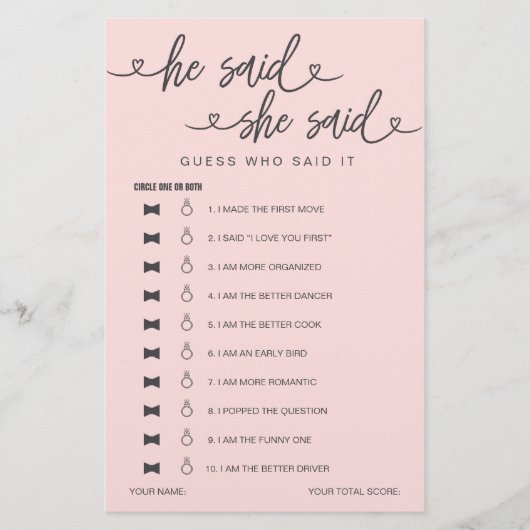 Vrijgezellenfeest spel Hij zei dat ze gokte (Voorkant)