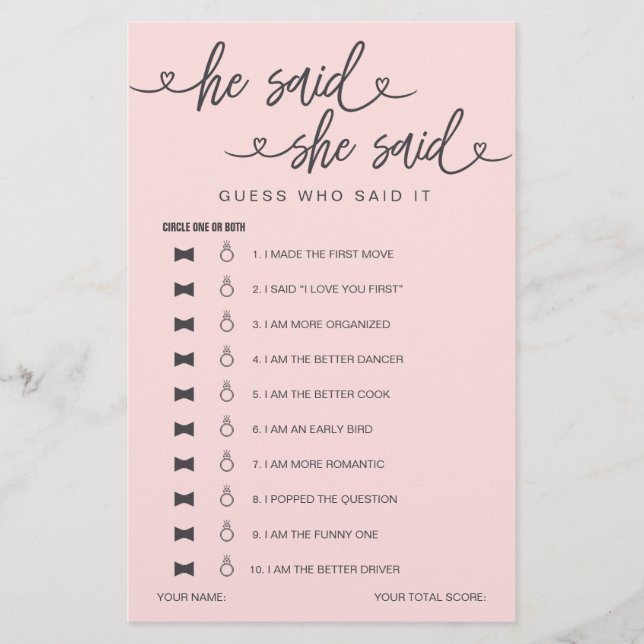 Vrijgezellenfeest spel Hij zei dat ze gokte (Voorkant)