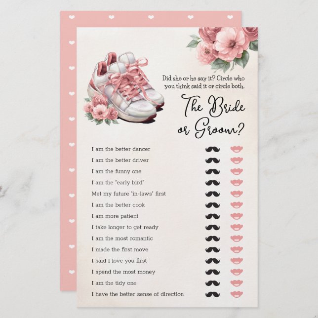 Vrijgezellenfeest spel Hij zei dat ze zei Bloemen  (Voorkant / Achterkant)