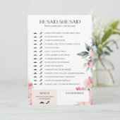 Vrijgezellenfeest spel Hij zei dat ze zei roze blo Kaart (Staand voorkant)