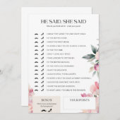 Vrijgezellenfeest spel Hij zei dat ze zei roze blo Kaart (Voorkant / Achterkant)