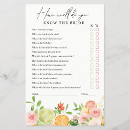 Vrijgezellenfeest spel Ken de bruid Citrus bloemen Flyer