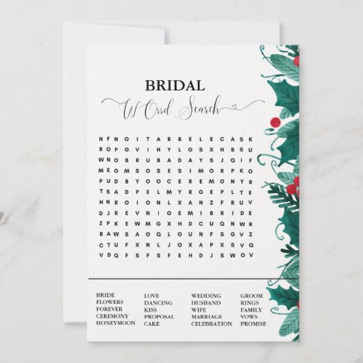 Vrijgezellenfeest spel kerst woord zoeken spel aankondiging (Voorkant)