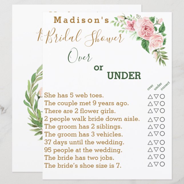 Vrijgezellenfeest spel 🌸 Over of onder uitdaging (Voorkant / Achterkant)