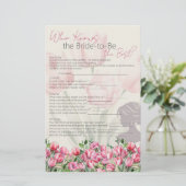 Vrijgezellenfeest spel roze tulpen die het beste w briefpapier (Staand voorkant)