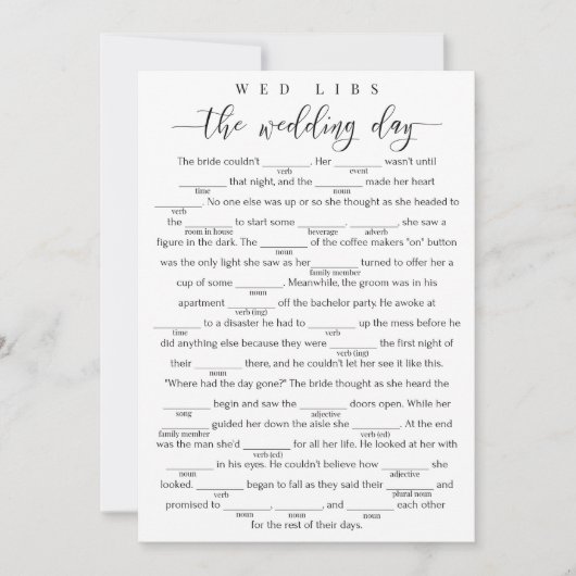 Vrijgezellenfeest spel "The Wedding Day" - Vertrou Kaart (Voorkant)