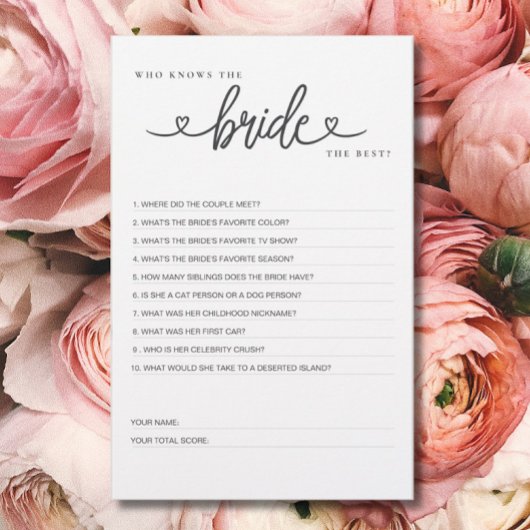 Vrijgezellenfeest spel Wie kent de bruid het beste