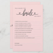 Vrijgezellenfeest spel Wie kent de bruid het beste (Voorkant / Achterkant)