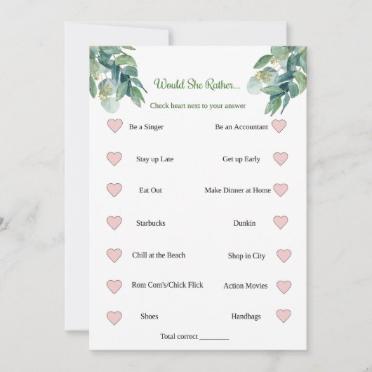 Vrijgezellenfeest spel wil ze liever kaart (Voorkant)