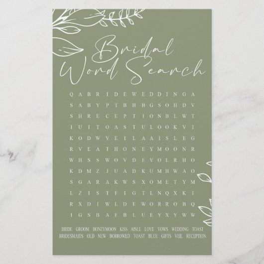 Vrijgezellenfeest Spel Woord Zoeken Sage Groene Bl (Voorkant)