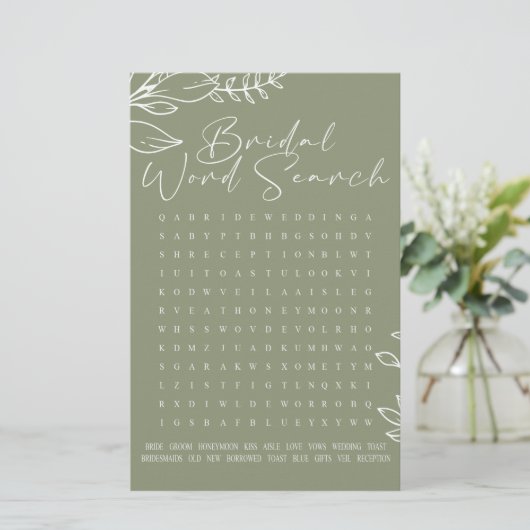 Vrijgezellenfeest Spel Woord Zoeken Sage Groene Bl (Staand voorkant)