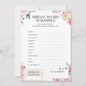 Vrijgezellenfeest Spel Word Scramble Roze Bloemen Kaart (Voorkant)