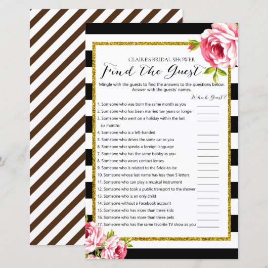 Vrijgezellenfeest spel - Zoek de gast (Voorkant / Achterkant)