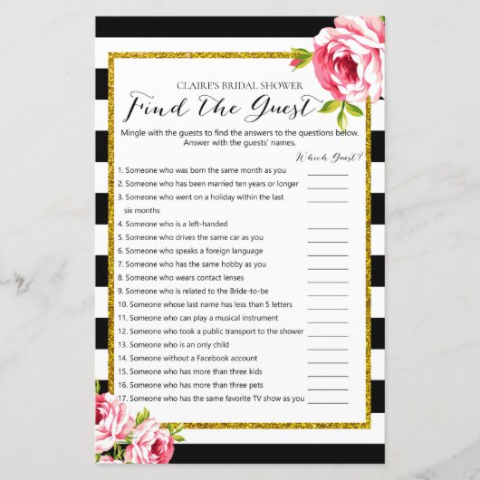 Vrijgezellenfeest spel - Zoek de gast (Voorkant)