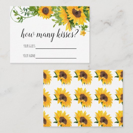 Vrijgezellenfeest Spel Zonnebloemen Hoeveel Kussen Plaatskaartje (Voorkant / Achterkant)