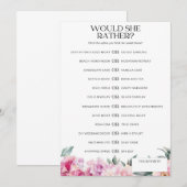 Vrijgezellenfeest spel zou ze liever roze bloemenp kaart (Voorkant / Achterkant)