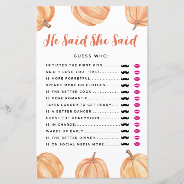 Vrijgezellenfeest Spelen zei dat ze Pumpkin zei (Voorkant)