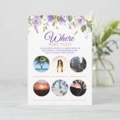 Vrijgezellenfeest Spelletjes Paarse Bloemen Fotoka Kaart (Staand voorkant)