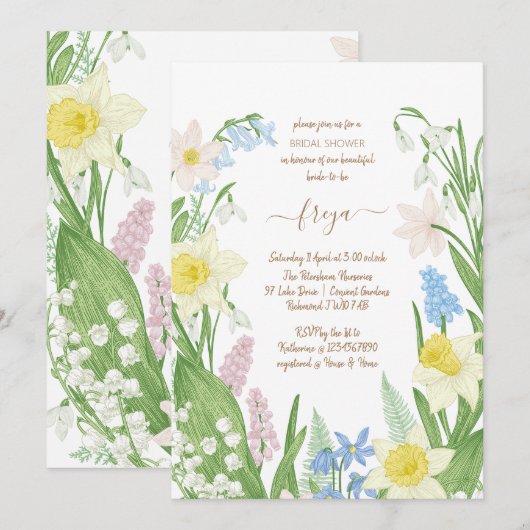 Vrijgezellenfeest Spring Blooms Kaart (Voorkant / Achterkant)