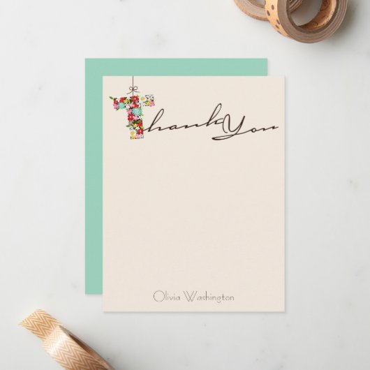 vrijgezellenfeest Spring Flowers Hartelijk dank Notitiekaartje (Voorkant / Achterkant in situ)