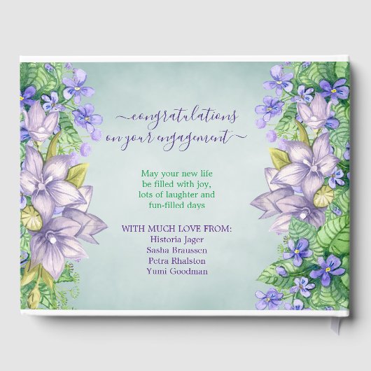 Vrijgezellenfeest Spring Wedding Violets Uw Foto Gastenboek (Achterkant)