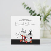 vrijgezellenfeest Square Champagne Invitation Kaart (Staand voorkant)