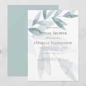 VRIJGEZELLENFEEST | Stamblauwe Waterverf Eucalyptu Kaart (Voorkant / Achterkant)