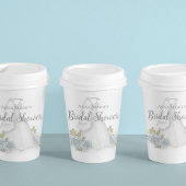 Vrijgezellenfeest Stoffig Blauw Trouwjurk Bloemen  Papieren Bekers